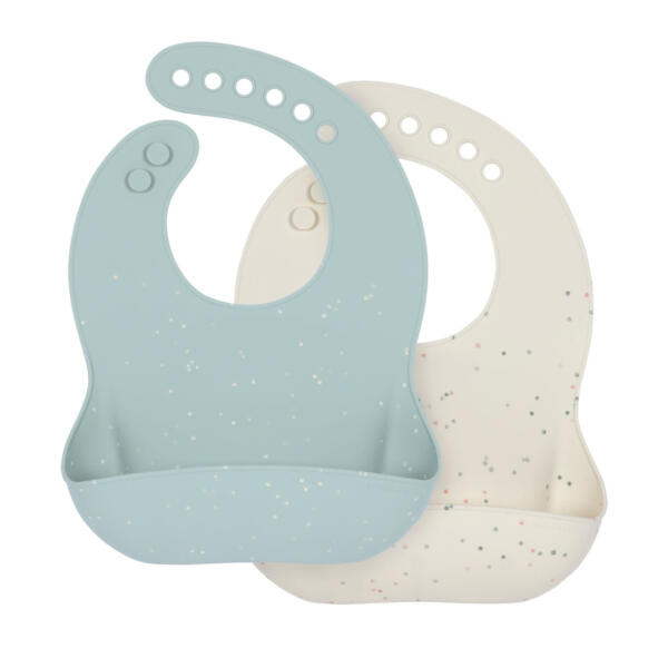 Silikon Lätzchen (2 Stk), Blau Beige