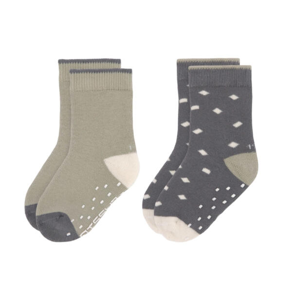 Kinder Antirutsch-Socken (2er-Set), Anthrazit Oliv
