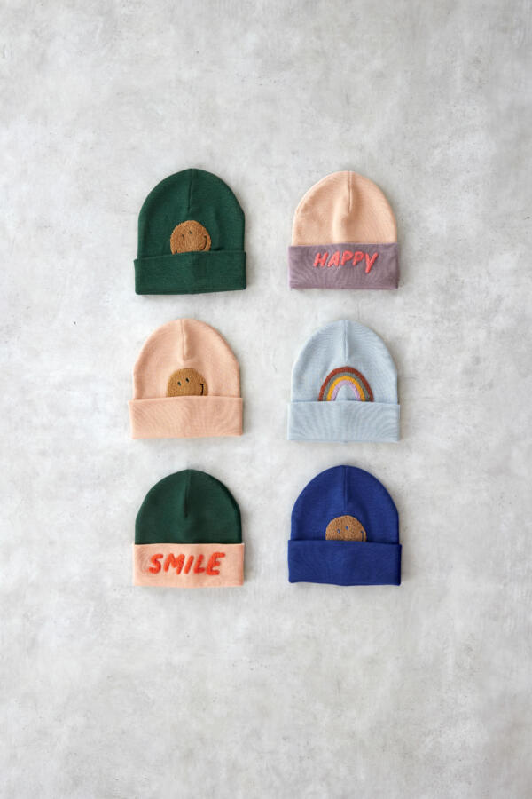 Beanie Mütze Kinder - Merino Wolle, Little Gang, Smile Grün – Bild 5