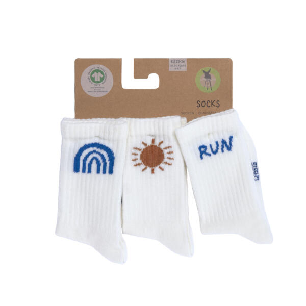 Tennissocken Kinder 3er-Set - Little Gang, Sun Weiß – Bild 5