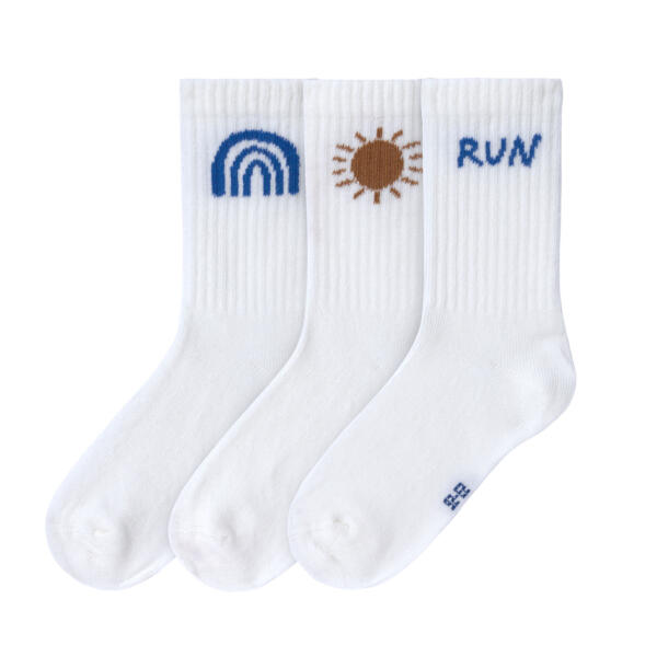 Tennissocken Kinder 3er-Set - Little Gang, Sun Weiß