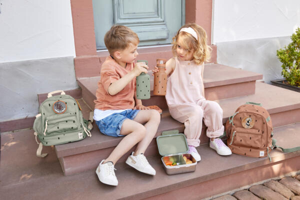 Edelstahl Kinder Trinkflasche - Happy Prints, Oliv – Bild 7
