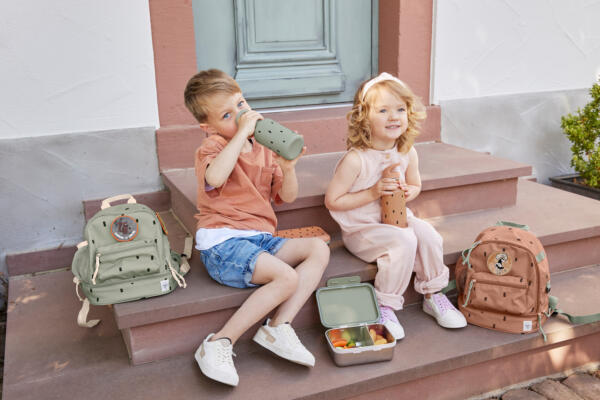 Edelstahl Kinder Trinkflasche - Happy Prints, Oliv – Bild 6