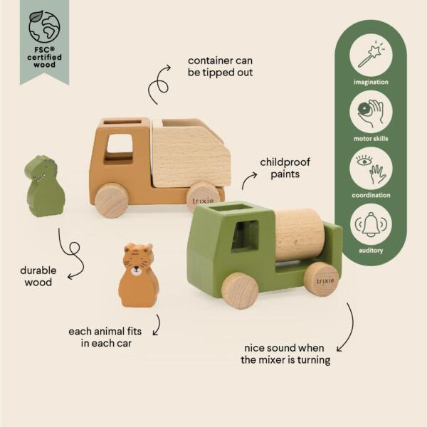 Bauwagen-Set aus Holz mit Tieren All Animals
