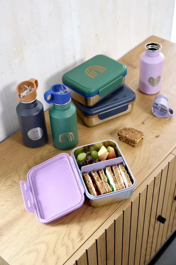 Brotdose Kinder - Edelstahl Lunchbox, Little Gang Regenbogen Grün – Bild 3