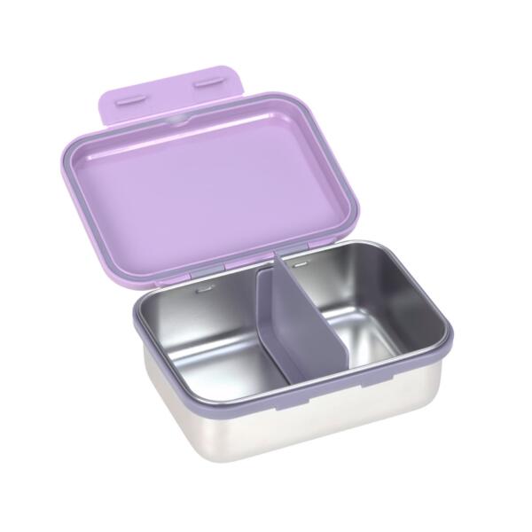 Brotdose Kinder - Edelstahl Lunchbox, Little Gang Herz Lila – Bild 2