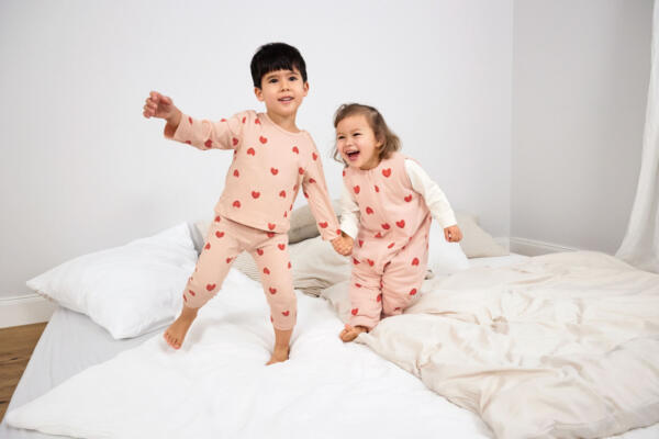 Kinder Pyjama lang - Bio Baumwolle, Herzen Rosa – Bild 3