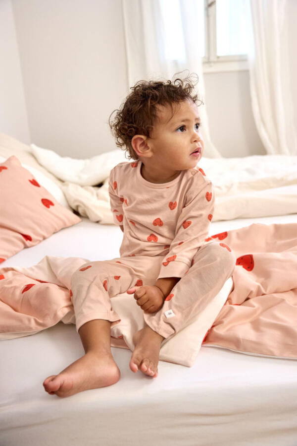 Kinder Pyjama lang - Bio Baumwolle, Herzen Rosa – Bild 4