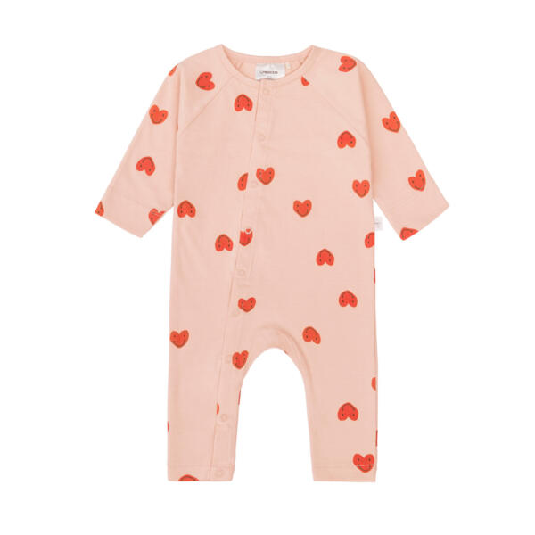 Baby Schlafoverall - Bio Baumwolle, Herzen, Rosa
