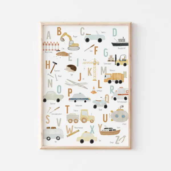 A4 Poster  Fahrzeuge & Werkzeuge Alphabet