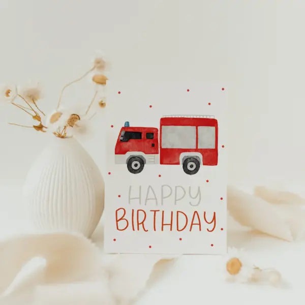 Postkarte Geburtstag Feuerwehr