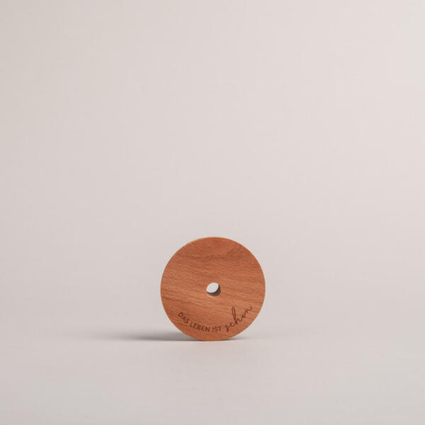 Trinkglas - Deckel aus Buche "leben ist schön" – Bild 2