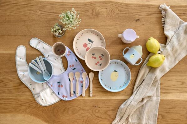 Kindergeschirr Set (Teller - Schüssel - Becher - Löffel) - Happy Fruits, Kirsche – Bild 4