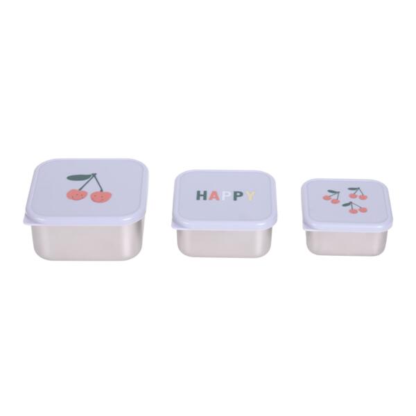 Snackbox Kinder (3er Set) - Edelstahl Brotdose, Happy Fruits, Kirsche – Bild 3