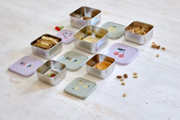 Snackbox Kinder (3er Set) - Edelstahl Brotdose, Happy Fruits, Kirsche – Bild 4