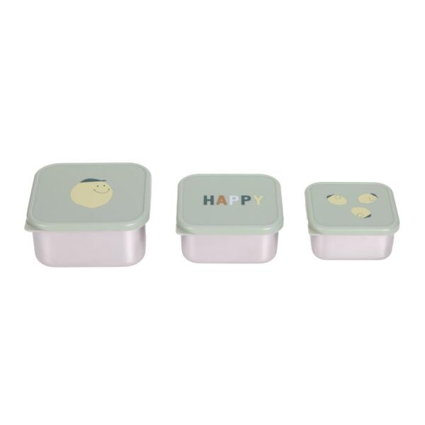 Snackbox Kinder (3er Set) - Edelstahl Brotdose, Happy Fruits, Zitrone – Bild 4
