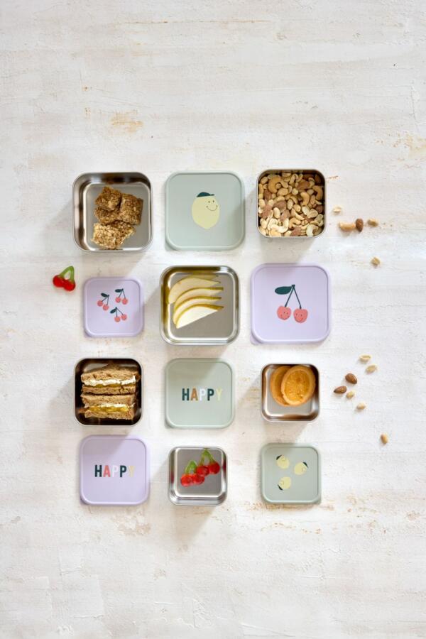 Snackbox Kinder (3er Set) - Edelstahl Brotdose, Happy Fruits, Zitrone – Bild 5