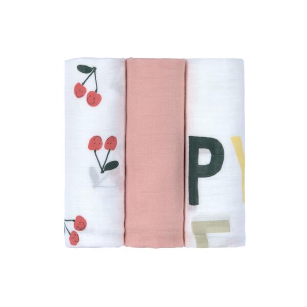 Mulltücher 3er Set 80 x 80 cm - Happy Fruits, Kirsche – Bild 6