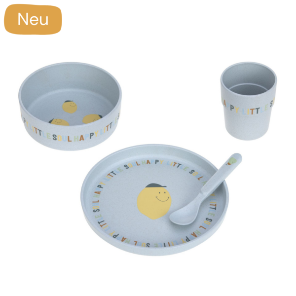 Kindergeschirr Set (Teller - Schüssel - Becher - Löffel) - Happy Fruits, Zitrone