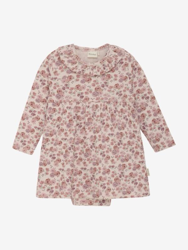 Minymo - Dress LS AOP Rib 113874 - 5309 - Peach Whip