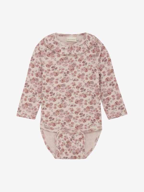 Minymo - Body LS AOP Rib 113850 - Peach Whip