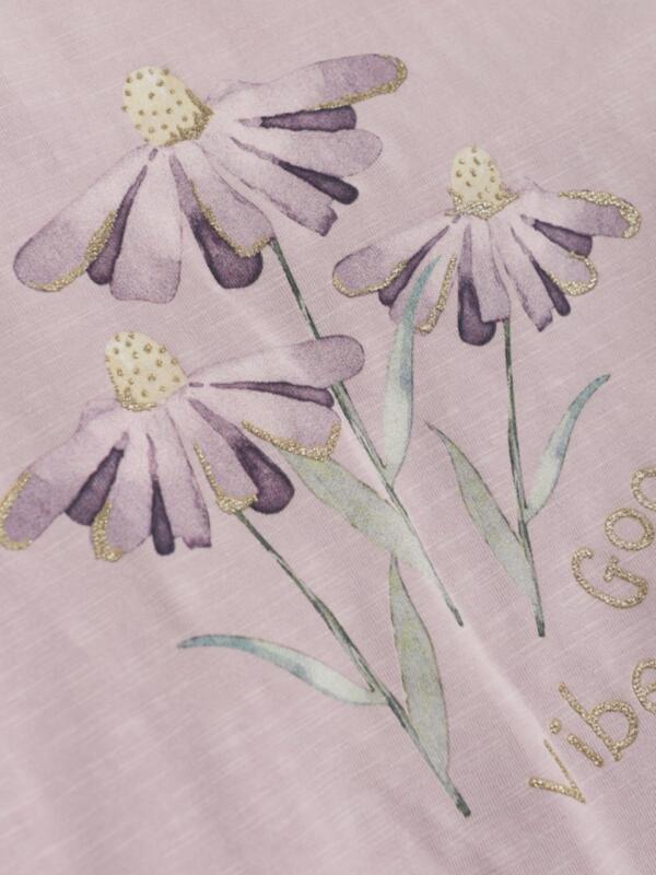 Minymo - T-shirt SS Lila kurzarm, Blumen – Bild 3