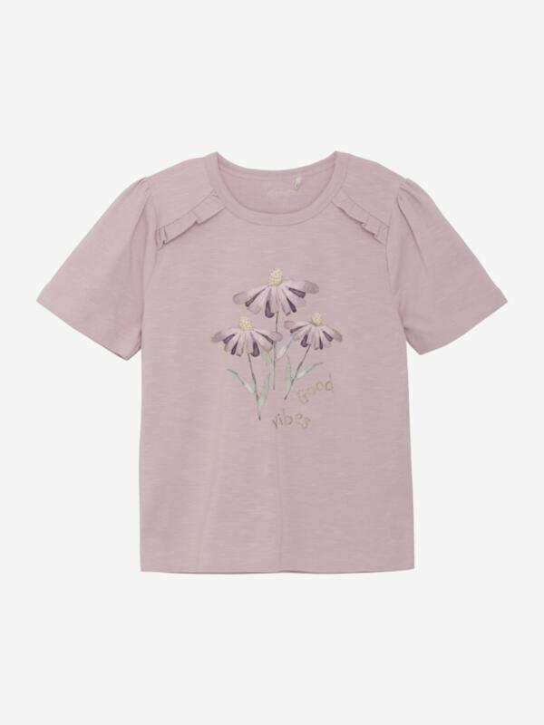 Minymo - T-shirt SS Lila kurzarm, Blumen