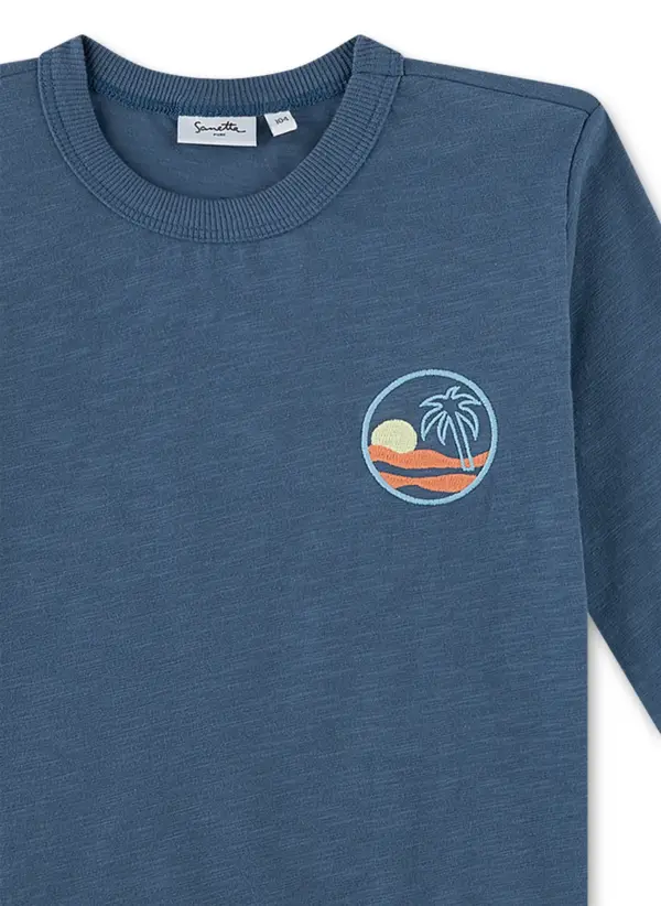 Sanetta Jungen Langarmshirt blau Palme – Bild 2