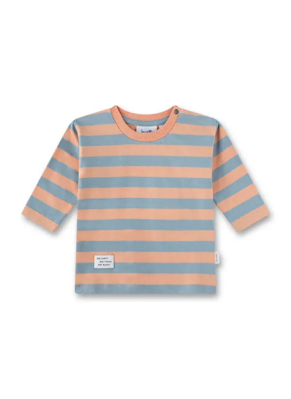 Sanetta Jungen Langarmshirt blau/orange gestreift
