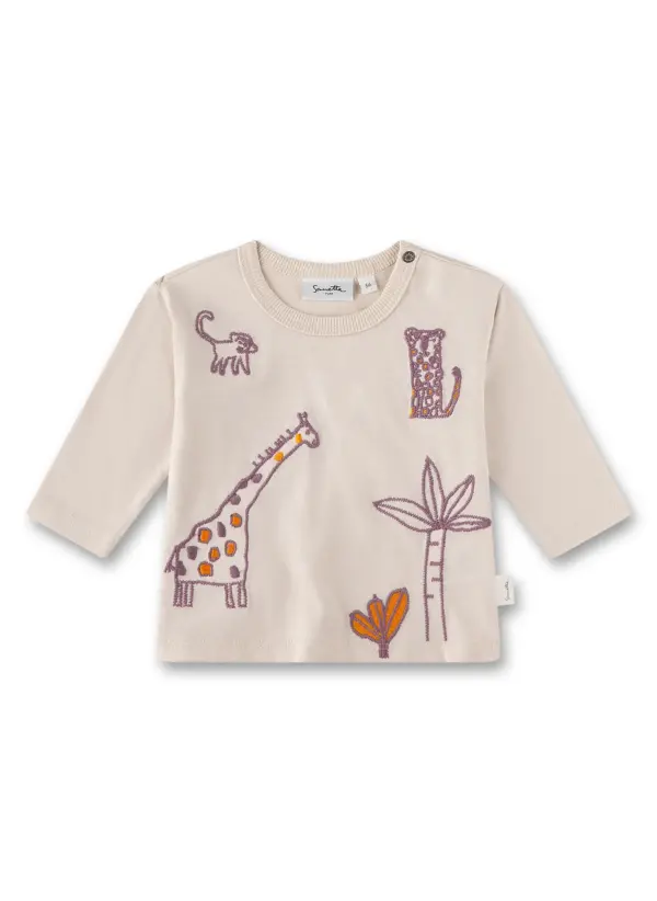 Sanetta Mädchen-Langarmshirt Beige bedruckt