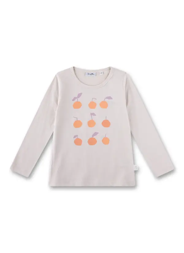 Sanetta Mädchen-Langarmshirt Beige bedruckt