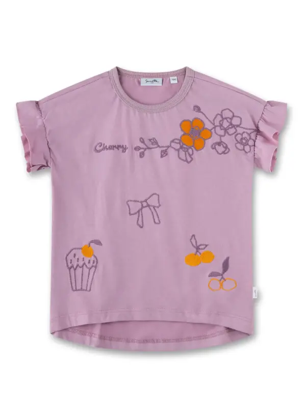 Mädchen T-Shirt Rosa bestickt