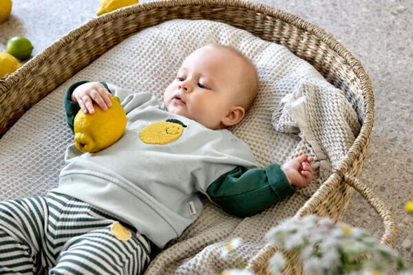 Kinder Pullover - Bio Baumwolle, Little Gang, Zitrone Hellblau – Bild 3