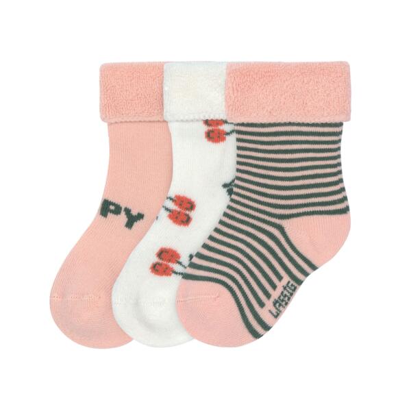 Baby Socken Frottee 3er Set - Little Gang, Kirsche Rosa