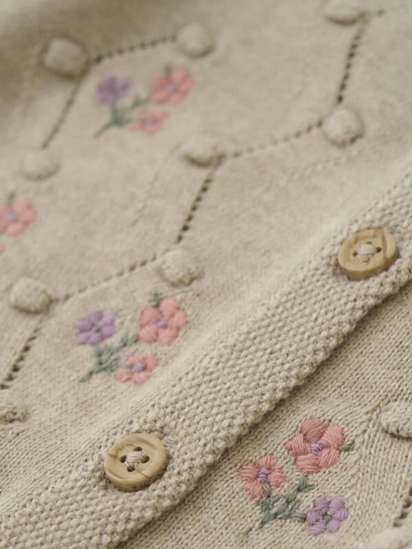 Minymo - Cardigan Knit Beige/bestickt – Bild 2