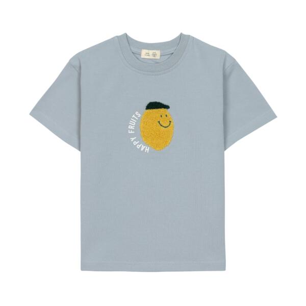 Lässig Kinder T-Shirt - Bio Baumwolle, Little Gang, Zitrone Hellblau