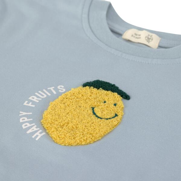 Lässig Kinder T-Shirt - Bio Baumwolle, Little Gang, Zitrone Hellblau – Bild 2