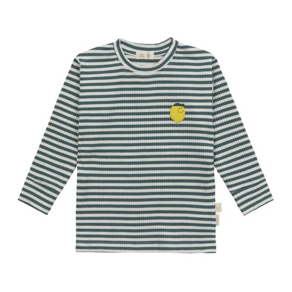 Lässig Kinder Langarm Shirt gerippt - Little Gang, Zitrone Dunkelgrün