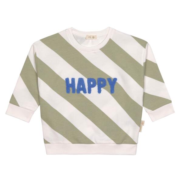 Kinder Pullover Gestreift - Bio Baumwolle, Little Gang, Weiß Khaki