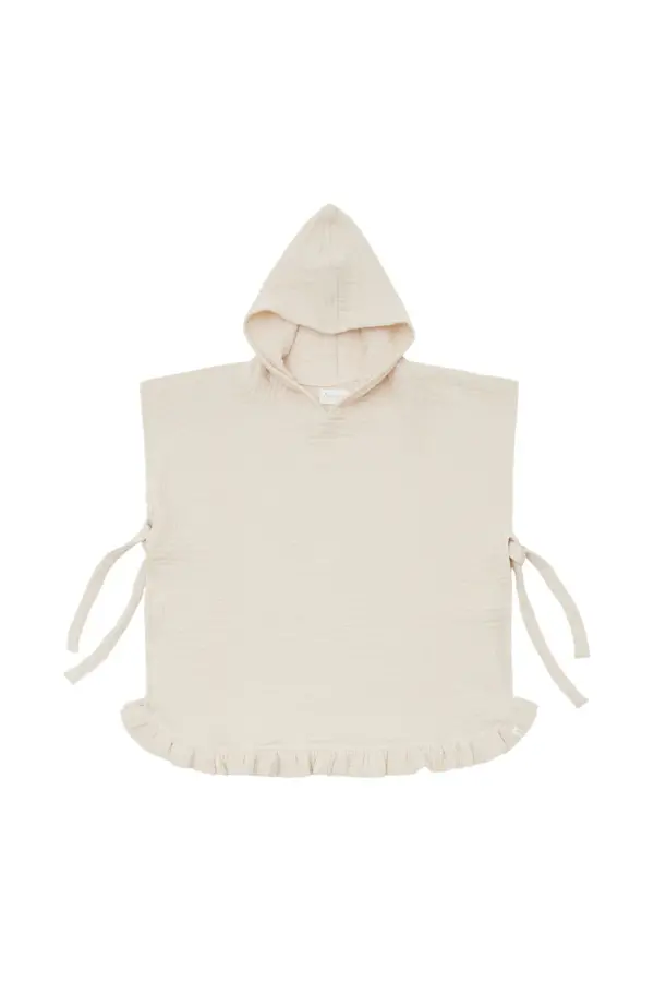 Leevje PONCHO AUS MUSSELIN 'OH HEY VACAY' MIT RÜSCHEN