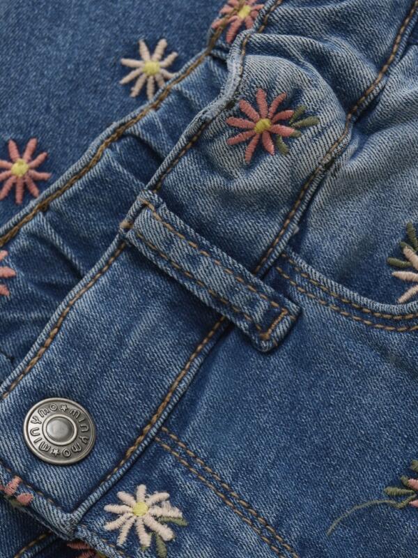 Minymo - Denim Jeans Blumen bestickt – Bild 3
