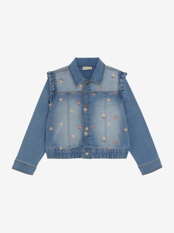 Minymo - Jacket Denim Jeansjacke bestickt Blumen