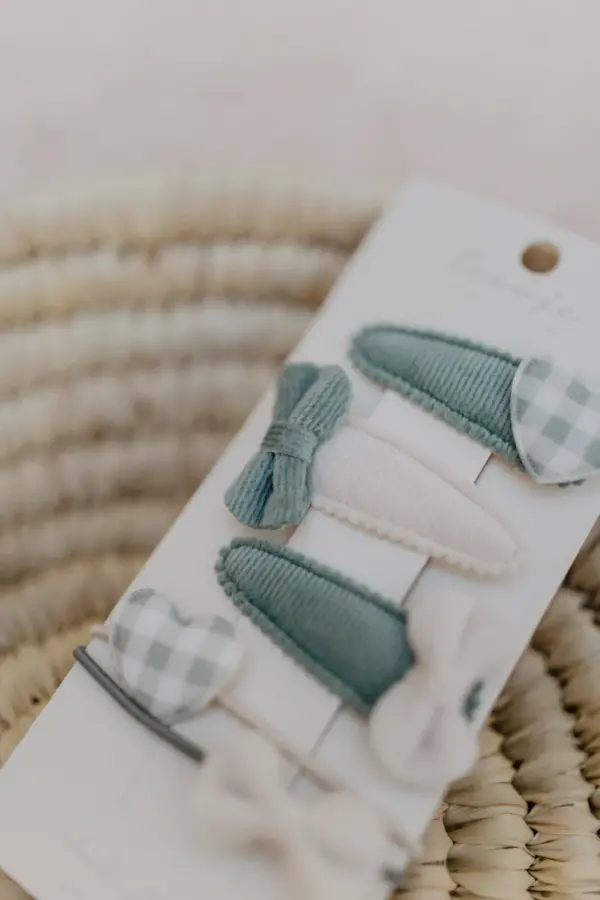 Leevje HAARSPANGEN 'GREEN GINGHAM HEART MIX' – Bild 2