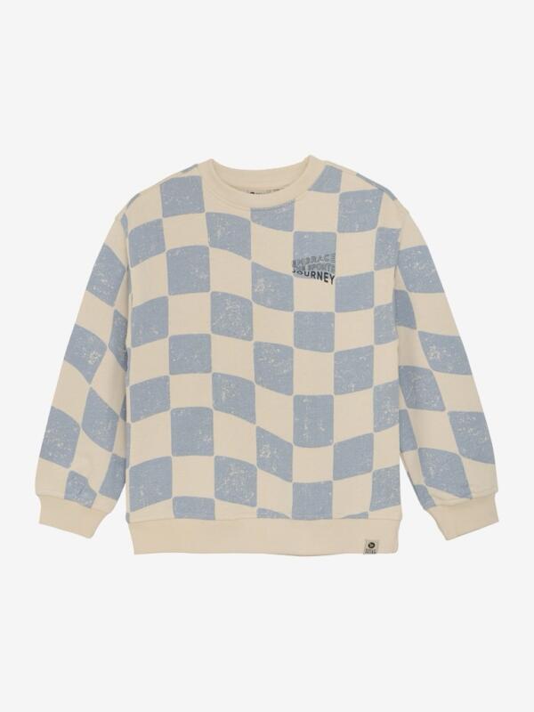 Daily Seven - Oversized Sweater Check Print 920117 - Ashley Blue