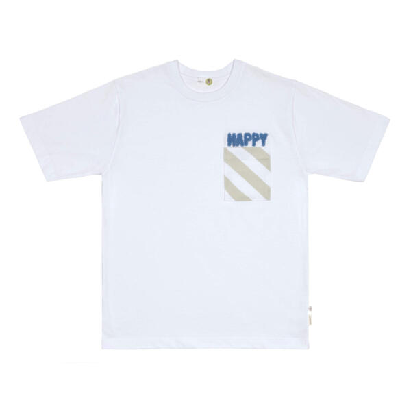 Lässig T-Shirt unisex - Bio Baumwolle, Little Gang, Happy Weiß