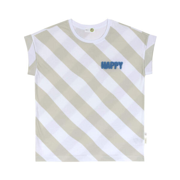 Lässig Damen T-Shirt - Bio Baumwolle, Happy Weiß Khaki