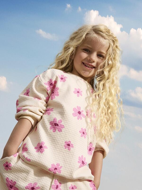 Minymo - Sweatshirt LS AOP Blumen pink- White Swan – Bild 2