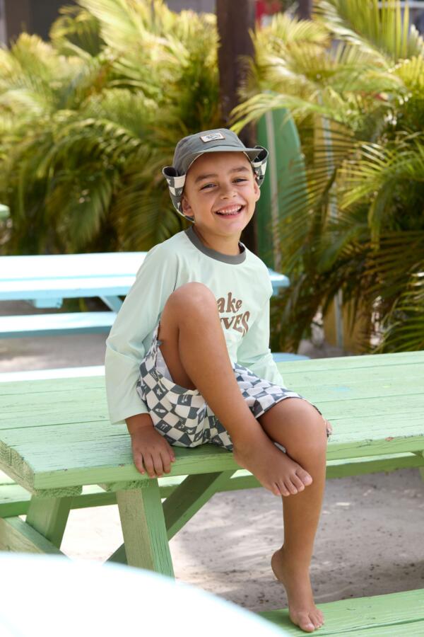 Lässig UV Badehose Kinder - Kariert, Oliv – Bild 5