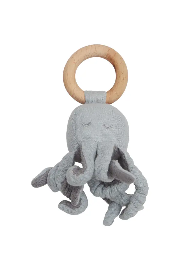 Leevje BABY RASSEL MIT HOLZRING 'OCTOPUS'