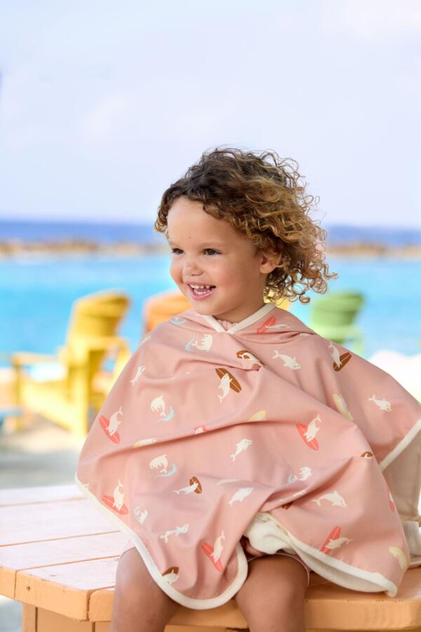 Lässig UV Badeponcho Kinder - Delfin, Rosa – Bild 3